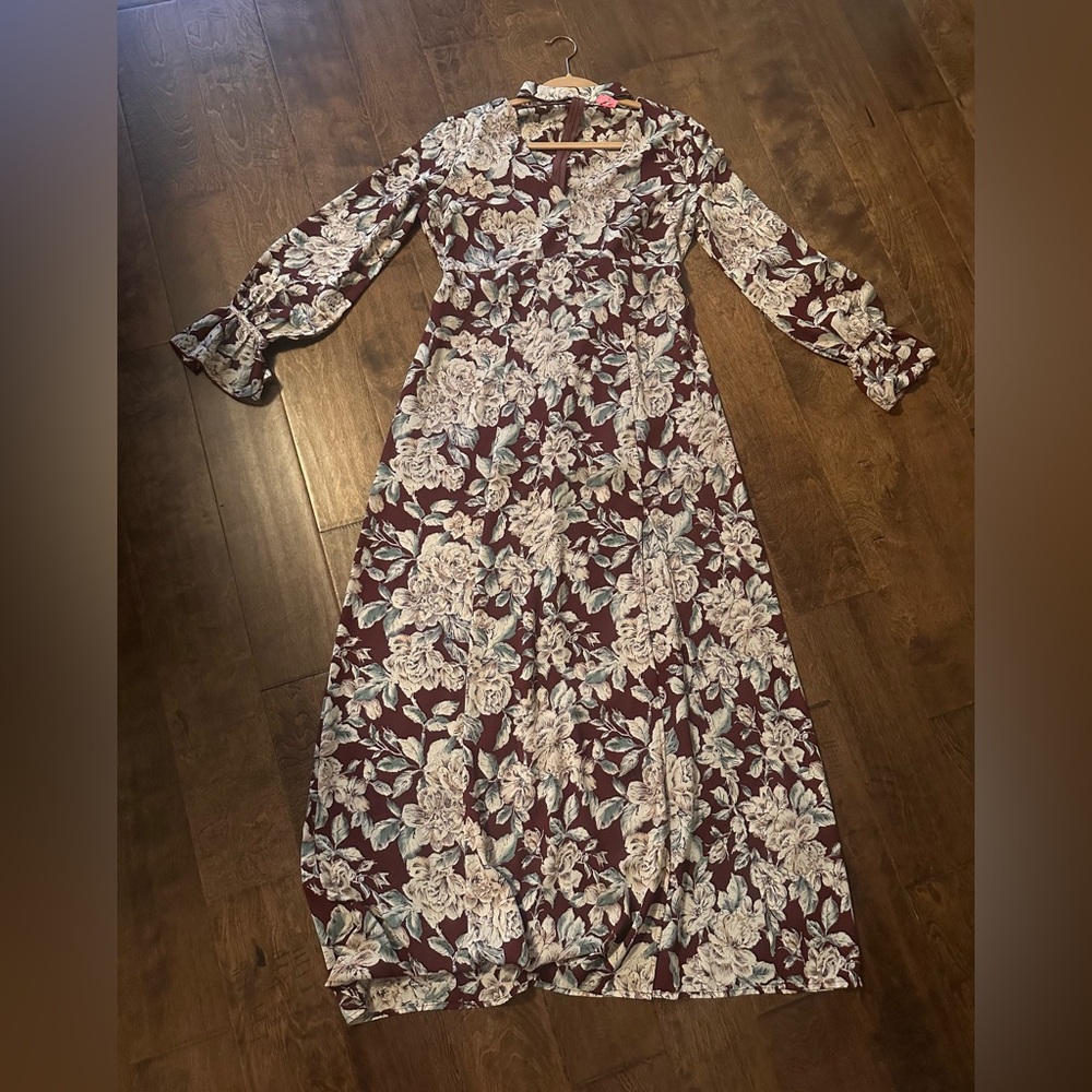 Floral choker keyhole Slits Maxi Boho Hippy festival dress